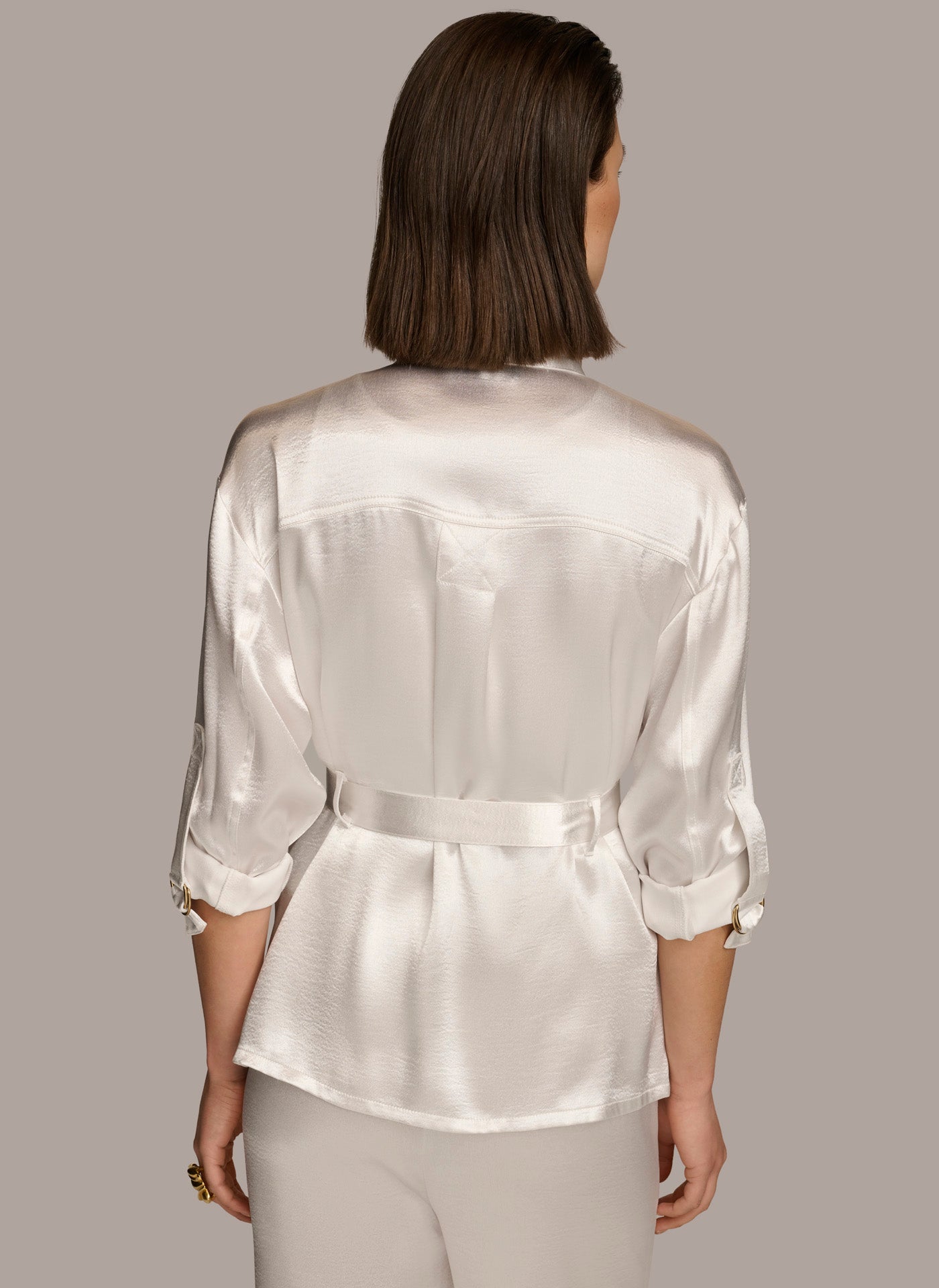 (image for) ATTRACTIVE ROLL SLEEVE BELTED JACKET